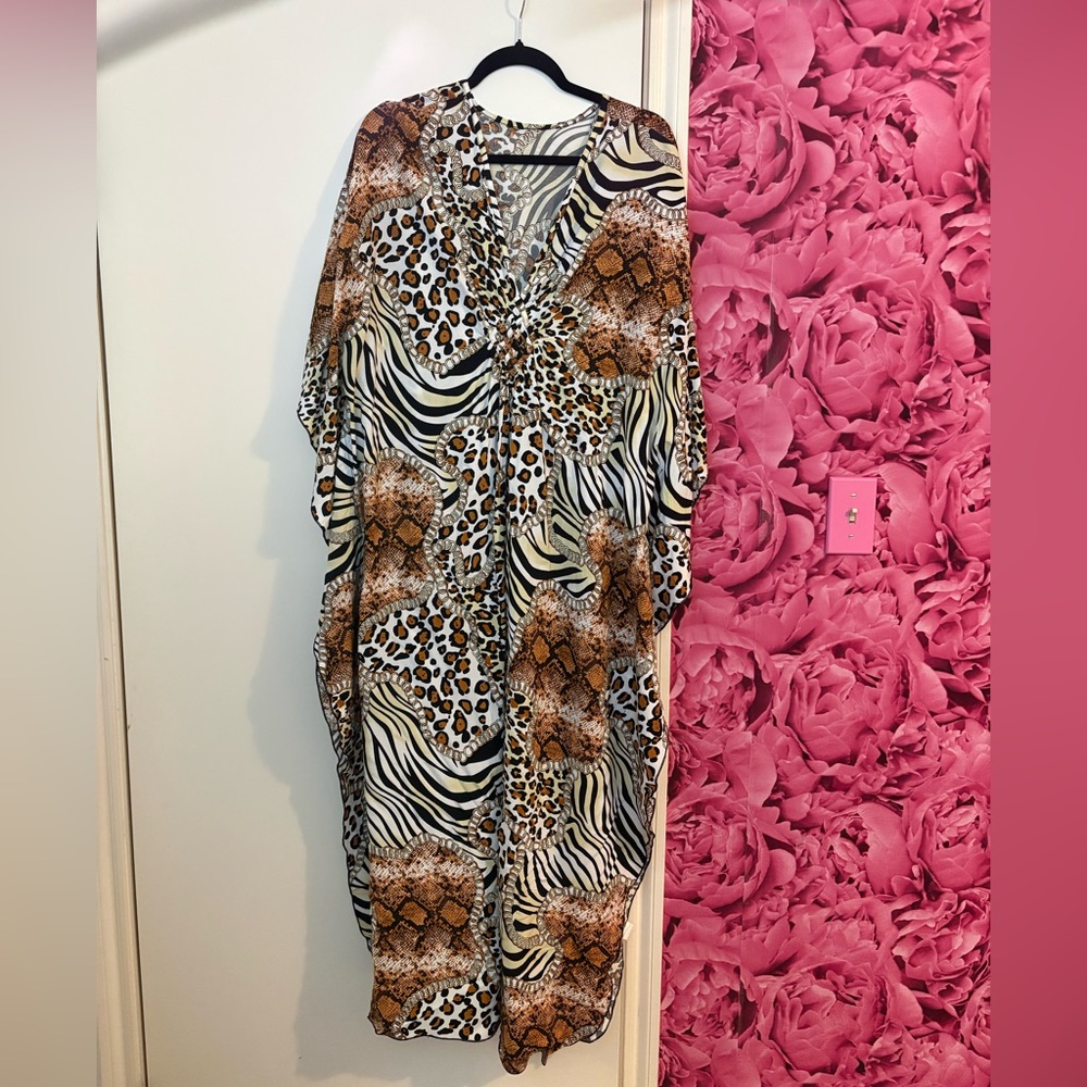 Animal Print Kaftan Dress/mumu or swimsuit cover up - Picture 2 of 6